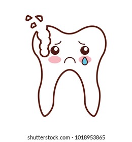 Human tooth with decay kawaii character