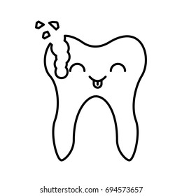 Human tooth with decay kawaii character