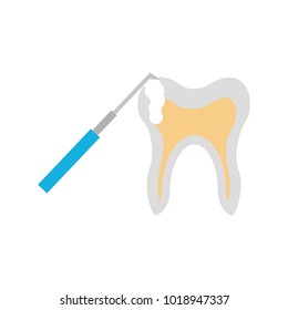 Human tooth with dental drill