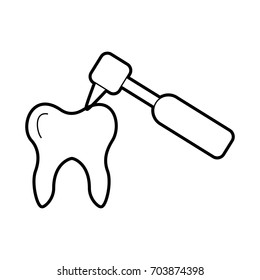 Human tooth with dental drill