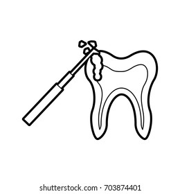 Human tooth with dental drill