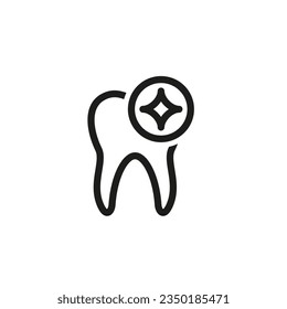 A human tooth with a glare and sparkling star.