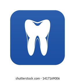 Human tooth icon digital blue for any design isolated on white vector illustration
