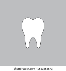 human tooth icon, flat vector on gray background