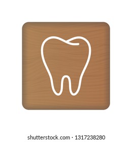 Human Tooth Icon. An Internal Organ Vector. Human Anatomy Illustration. Sign Symbol For Medical Presentation On Wooden Blocks Isolated On A White Background. Vector Illustration. Healthcare Concept.