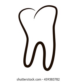 Human tooth icon isolated on white background for dental medicine clinic. Linear dentist logo. Vector EPS10