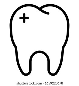 Human tooth icon. Outline human tooth vector icon for web design isolated on white background