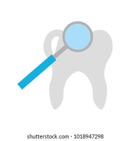 Human tooth with magnifying glass