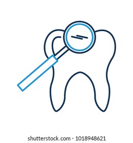 Human tooth with magnifying glass