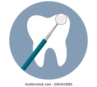 Human tooth and magnifying glass. Vector illustration