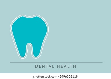 Human Tooth medical background with soft colors. Creative tooth icon isolated on blue background. simple dental Vector template for design and creative ideas. EPS 10