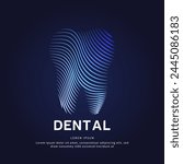 Human tooth medical structure. simple line art Teeth Vector logotype illustration on dark background. dental logo vector template suitable for organization, company, or community. EPS 10