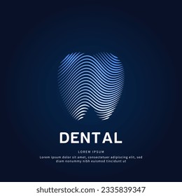 Human tooth medical structure. simple line art tooth logo design vector illustration on dark background. dental care logo vector template suitable for organization, company, or community. EPS 10