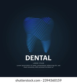 Human tooth medical structure. simple line art Teeth Vector logotype illustration on dark background. dental logo vector template suitable for organization, company, or community. EPS 10