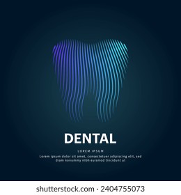 Human tooth medical structure. simple line art Teeth Vector logotype illustration on dark background. dental logo vector template suitable for organization, company, or community. EPS 10