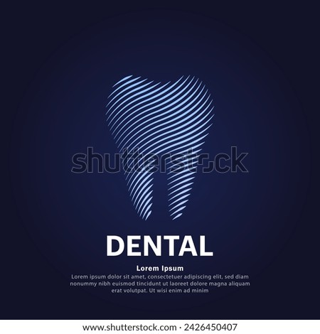 Human tooth medical structure. simple line art Teeth Vector logotype illustration on dark background. dental logo vector template suitable for organization, company, or community. EPS 10