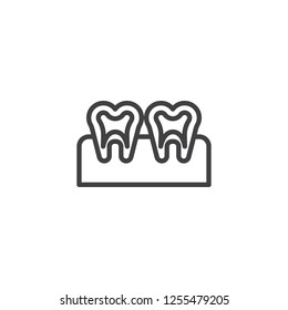 Human tooth model outline icon. linear style sign for mobile concept and web design. Dental care simple line vector icon. Symbol, logo illustration. Pixel perfect vector graphics
