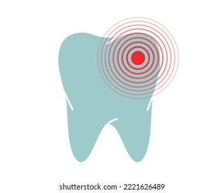 Human tooth pain symbol. Tooth ache icon. Vector illustration. Human body ache pain dot