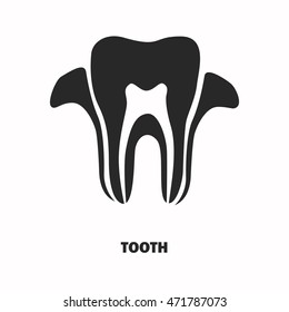 Human tooth section black icon