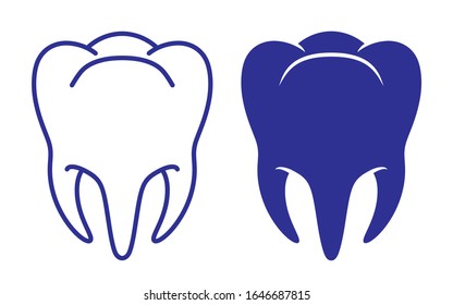 Human Tooth Silhouettes in Glyph and Outline Styles on a White Background