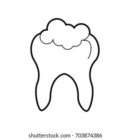 Human tooth with toothpaste