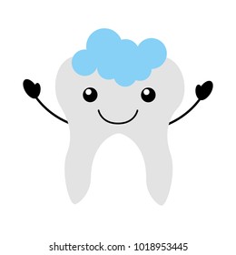 Human tooth with toothpaste kawaii character