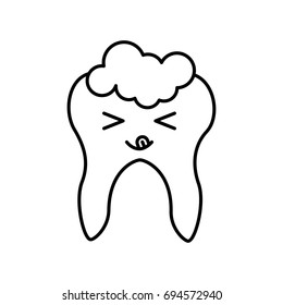 Human tooth with toothpaste kawaii character