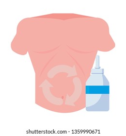 human torso with arrows around in the abdomen