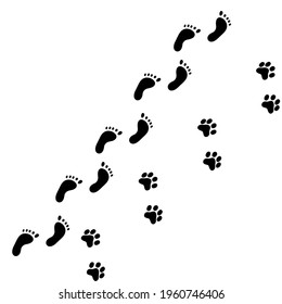 Human Tracks Footprint Dog Animal Traces Stock Vector (Royalty Free ...