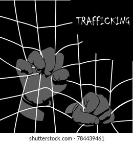 Human Trafficking Awareness Day, four type illustration of human trafficking in vector. 