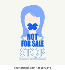 Human Trafficking Awareness Day Vector Design. Illustration of Woman With His Mouth Shut