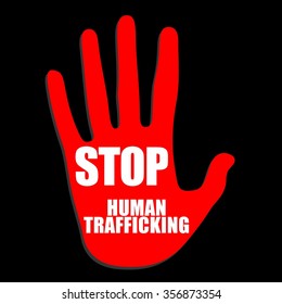 Human Trafficking Awareness Day Vector Design. Illustration of Hand in Red Show Stop Sign.