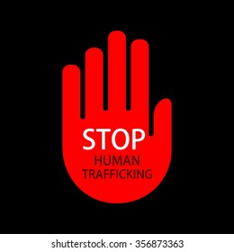 Human Trafficking Awareness Day Vector Design. Illustration of Hand in Red Trying to Stop