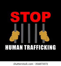 Human Trafficking Awareness Day Vector Design. Illustration Slave Behind Bar