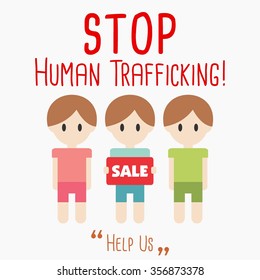 Human Trafficking Awareness Day Vector Design, Illustration of Kid Ask For Help To Stop Trafficking