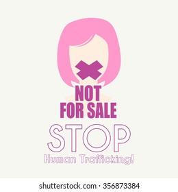 Human Trafficking Awareness Day Vector Design, Illustration of Woman Mouth Being Shut