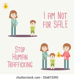 Human Trafficking Awareness Day Vector Design. Illustration of Kids Become Sales Object