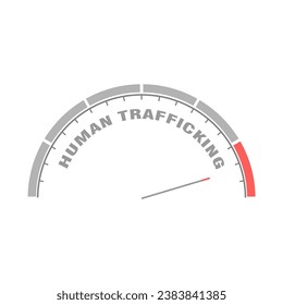 Concepto de trata de personas. Escala de instrumentos con flecha. Elemento de calibre infográfico colorido.