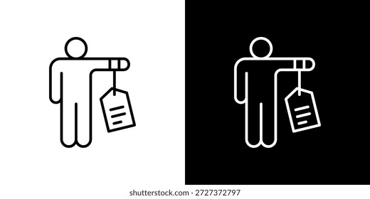 Icono de tráfico humano contorno en blanco y negro.