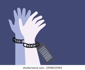 Human trafficking person trapped illustration