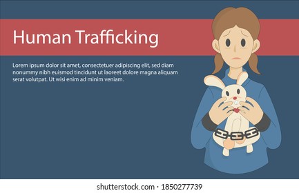 Human Trafficking Victim Concept,children Imprisoned And Chained To Victims Of Violence,problem Crime, 
Kidnapping, Ransom,Vector Illustration.