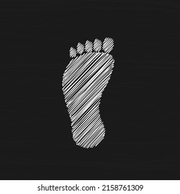 Human trail white sketch vector icon. Step footprints paths