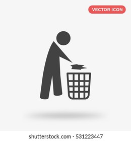Human with trash in hand icon illustration isolated vector sign symbol