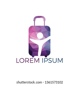 Human and travel bag logo design. tourist and travel vector logo design concept. 