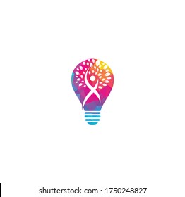 Human Tree bulb shape concept Logo Design. Healthy People Tree Logo.