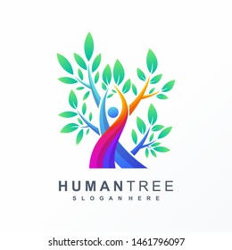 human tree colorful logo design ready to use
