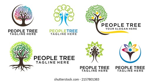 Human Tree Creative Concept icon set Logo Design Template