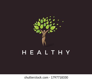 Human Tree Creative Concept Logo Design Template