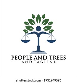 Human Tree Creative Concept Logo Design Template, People Tree Vector Logo.