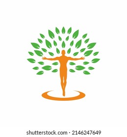 Human Tree Creative Concept Logo Design Template, People Tree Vector Logo